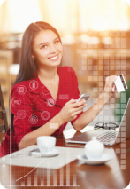 Image of a girl paying from her debit or credit card